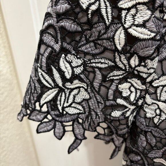 Lauren by Ralph Lauren Black and White Lace Floral Design Dress - Picture 3 of 5